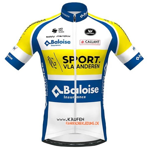 Sport Vlaanderen-baloise Kurzarmtrikot 2020 und Kurze Tragerhose Wei Gelb Blau